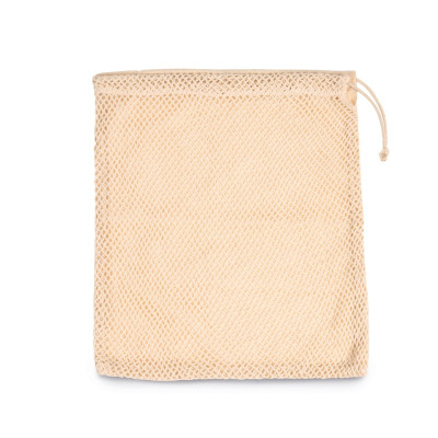 Mesh bag with drawstring carry handle